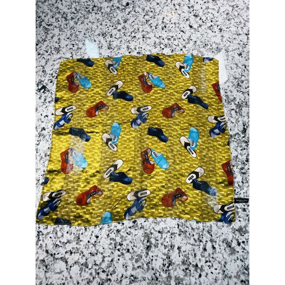 Kenneth Cole New York Silk Scarf Shoe Print Made USA